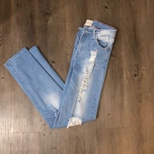 L & B ripped/patched skinny jeans